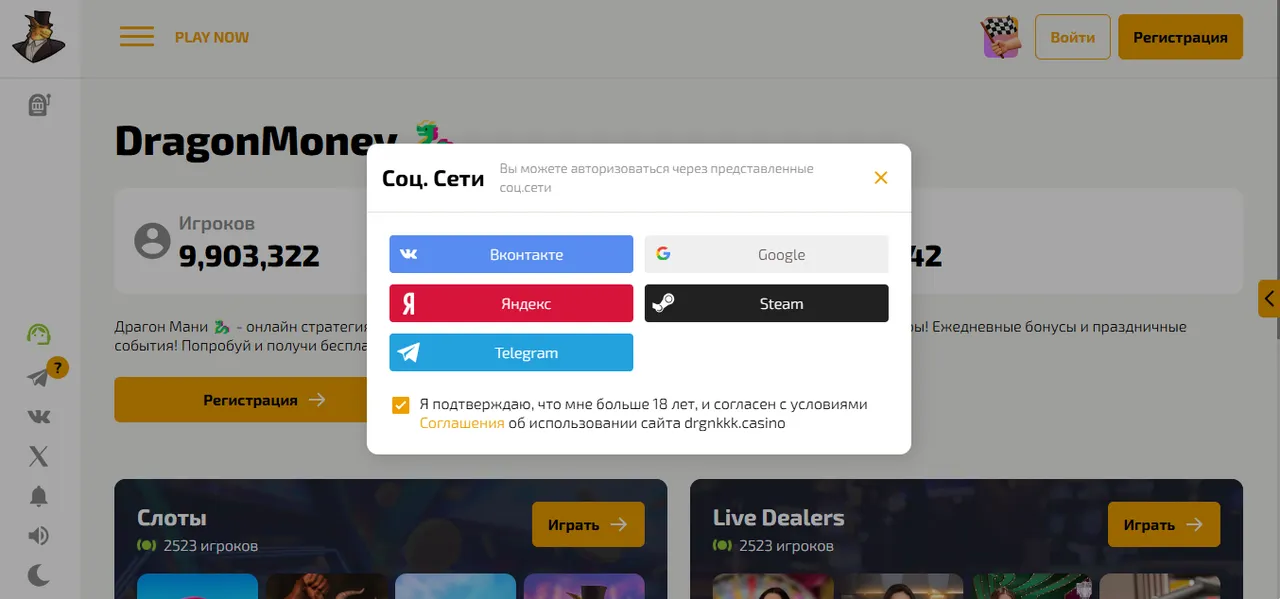 Пошаговая инструкция регистрации на сайте Драгон Мани